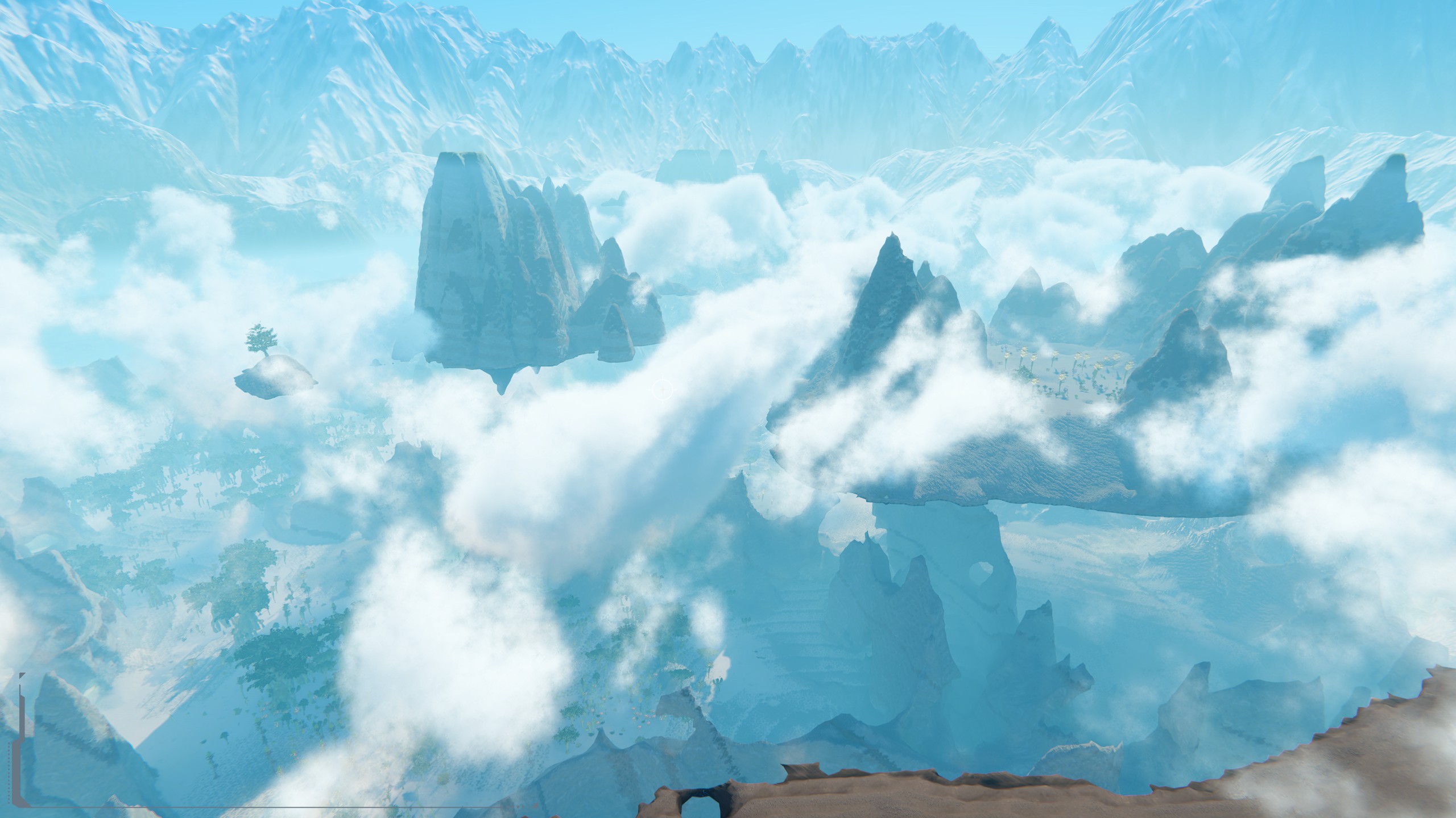 Floating mountain islands rise through bright clouds in Stars Reach.